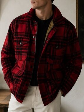 Vintage Polo Ralph Lauren Original Label Men’s XL Red Black Wool Coat Chore